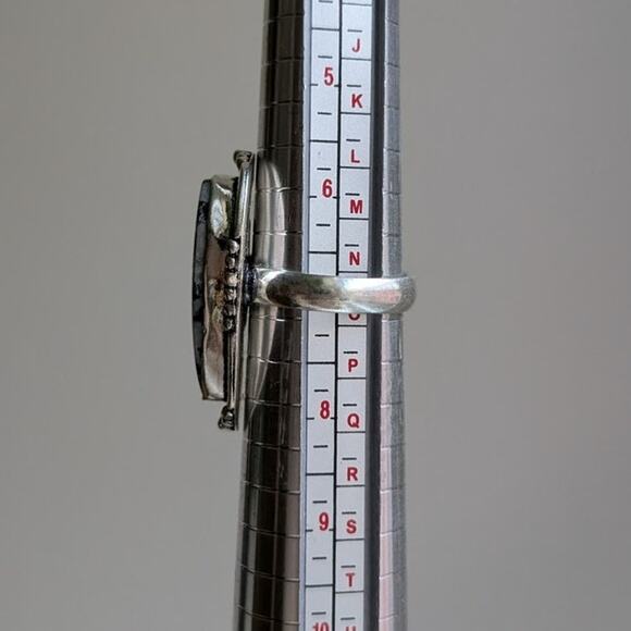 Dark Romance Black White Sterling Silver Ring Retro Vintage Boho Stone Size 7 - Picture 4 of 6